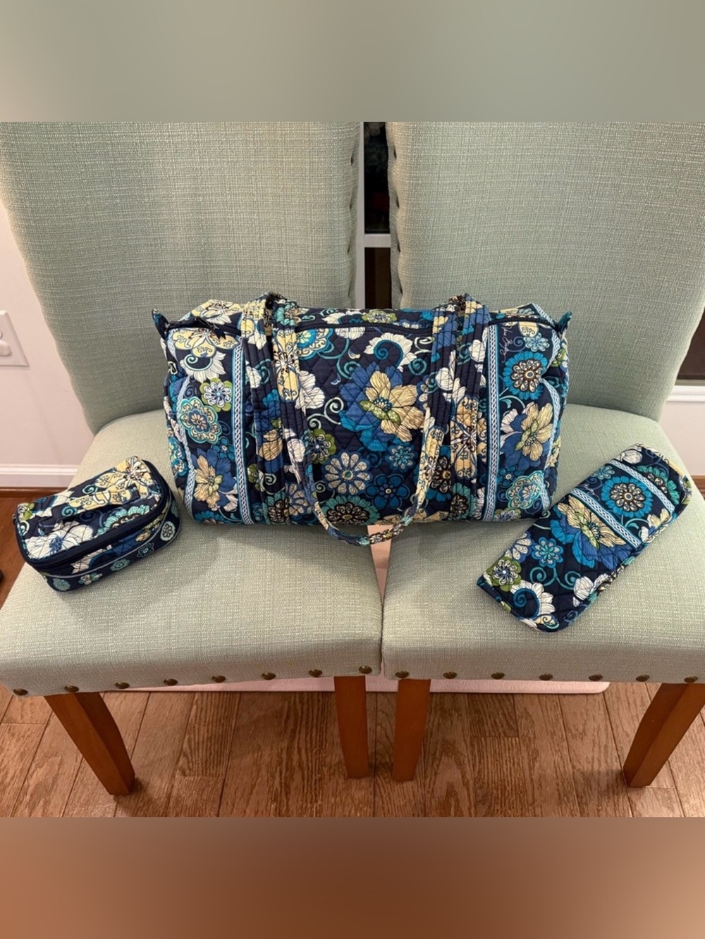 Vera Bradley Mod Floral Blue Vintage 2007 – 3 Piece Matching Set